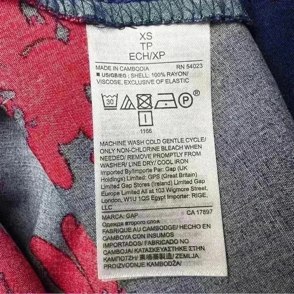 GAP | Women’s Navy Blue and Red Floral Dress | Size XS - Picture 13 of 14